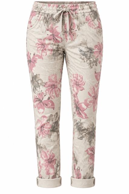 Caramelle Magic Pant Flower Print Beige/ Pink