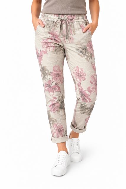Caramelle Magic Pant Flower Print Beige/ Pink