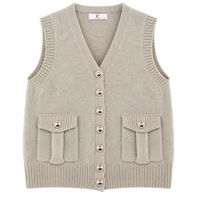 Caramelle Stickad Väst Beige
