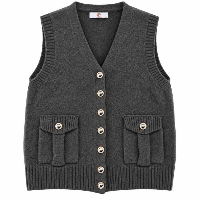 Caramelle Stickad Väst Dark Grey