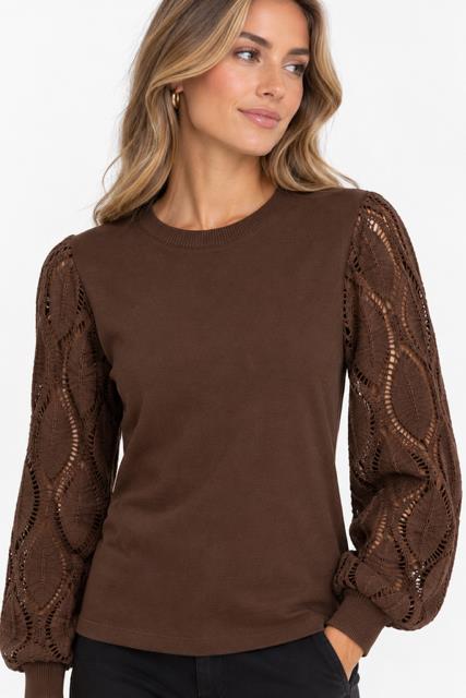 Caramelle Tröja med detaljerad ärm Brown
