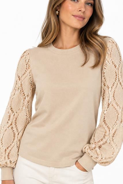 Ccaramelle Tröja med detaljerad ärm Beige