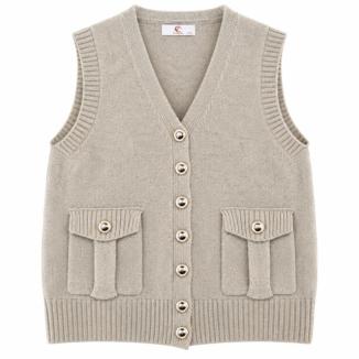 Caramelle Stickad Väst Beige