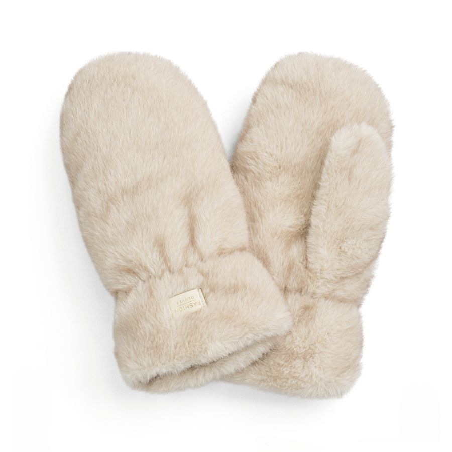 HK Mitten Polyester Fur Beige