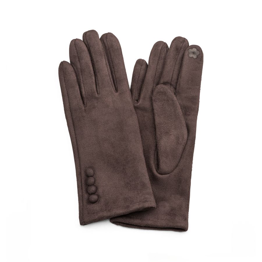 HK Touch Glove Buttons Brown