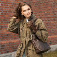 Handskkompaniet Mitten Polyester Fur Brown