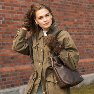 Handskkompaniet Mitten Polyester Fur Brown