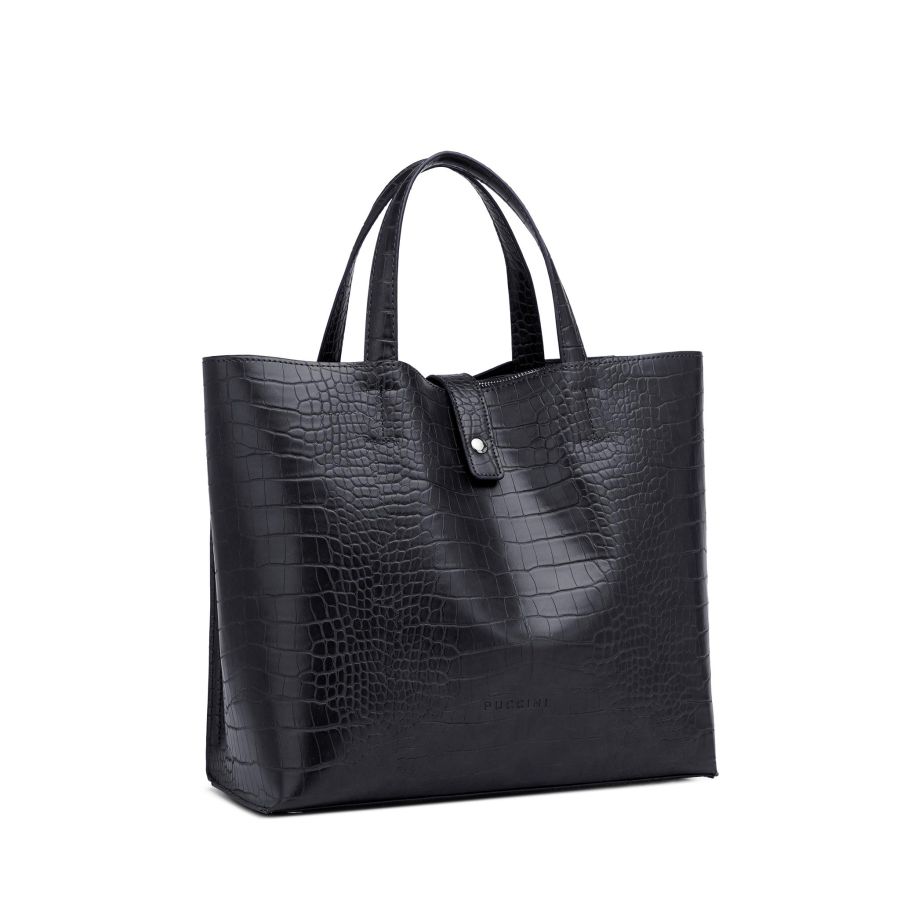 Puccini Greta Handb Croco Black