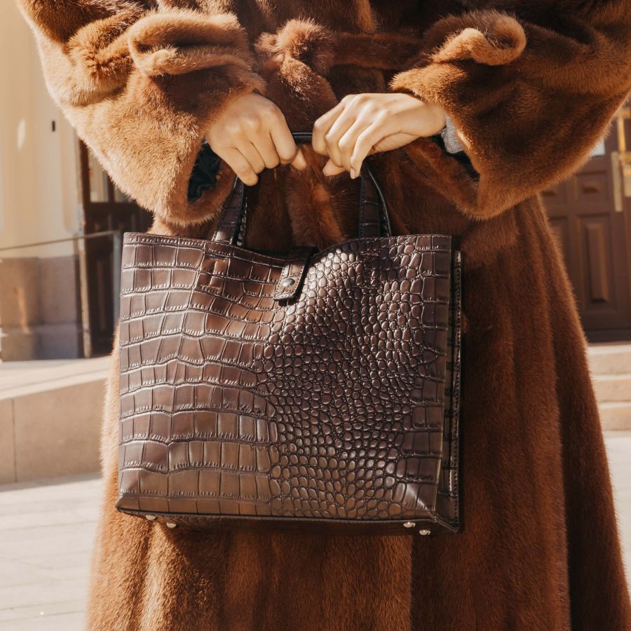 Puccini Greta Handb Croco Brown
