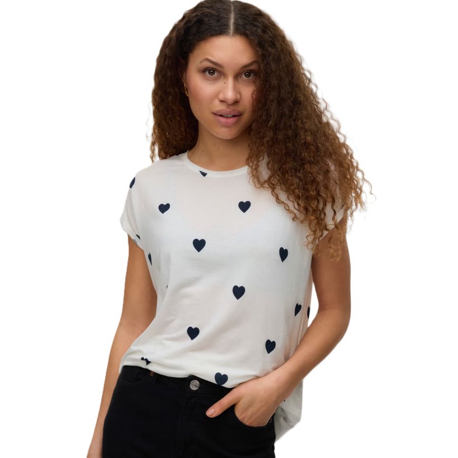Vero Moda Ava Top White Navy Heart