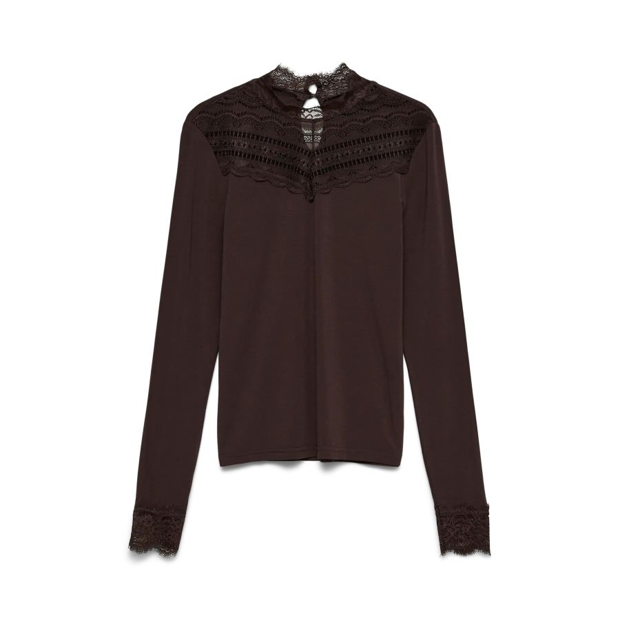 Vero Moda Skye Highneck Lacetop Chocolate